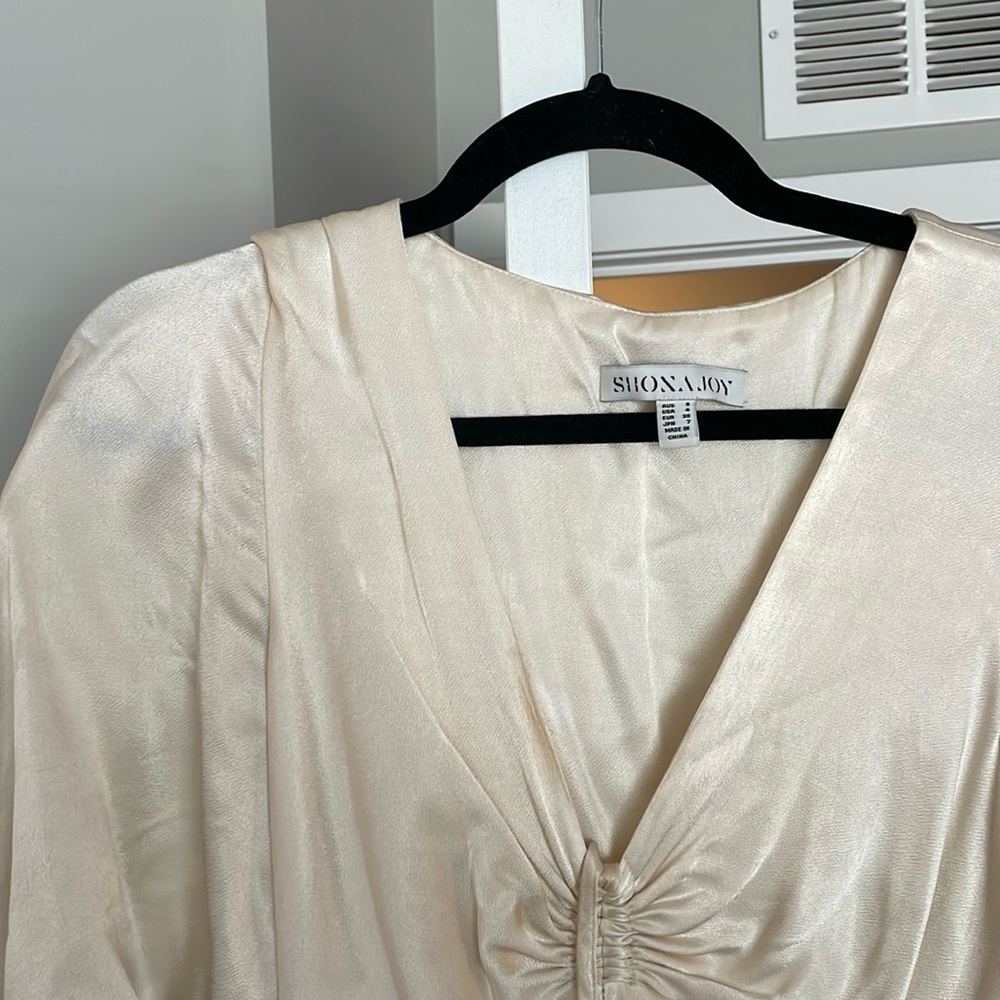 Shona Joy Cream Dress with Flutter Sleeves